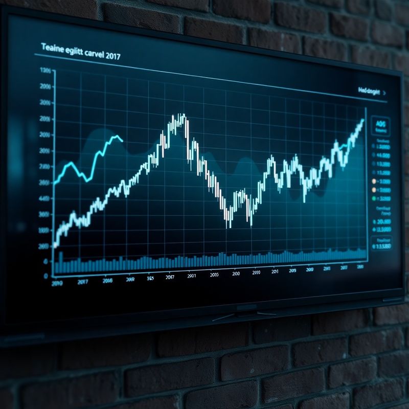 Equity curve met historische marktdata op een donker dashboard