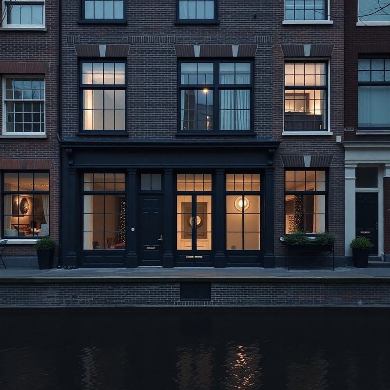 Klassiek Amsterdams grachtenpand aan de Herengracht in vroege ochtendlicht